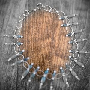 Elegant Silver and Blue Beaded Necklace